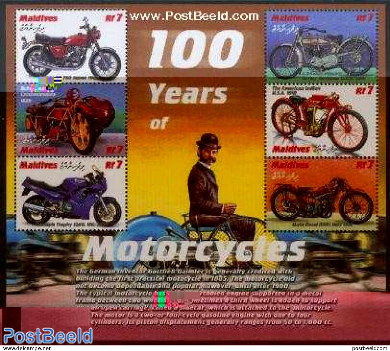 Maldives 2000 Motorcycles 6v M/s, Mint NH, Transport - Motorcycles - Motorbikes