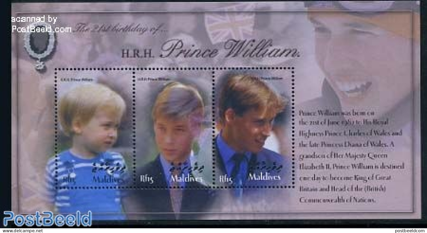 Maldives 2003 Prince William 3v M/s, Mint NH, History - Kings & Queens (Royalty) - Royalties, Royals