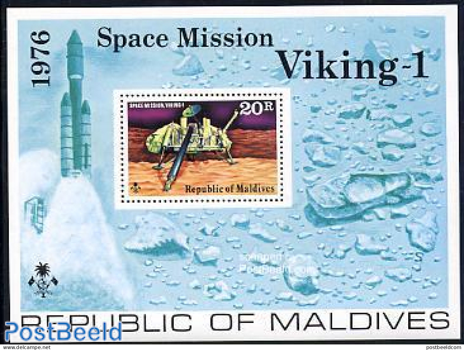 Maldives 1976 Viking S/s, Mint NH, Transport - Space Exploration - Maldives (1965-...)