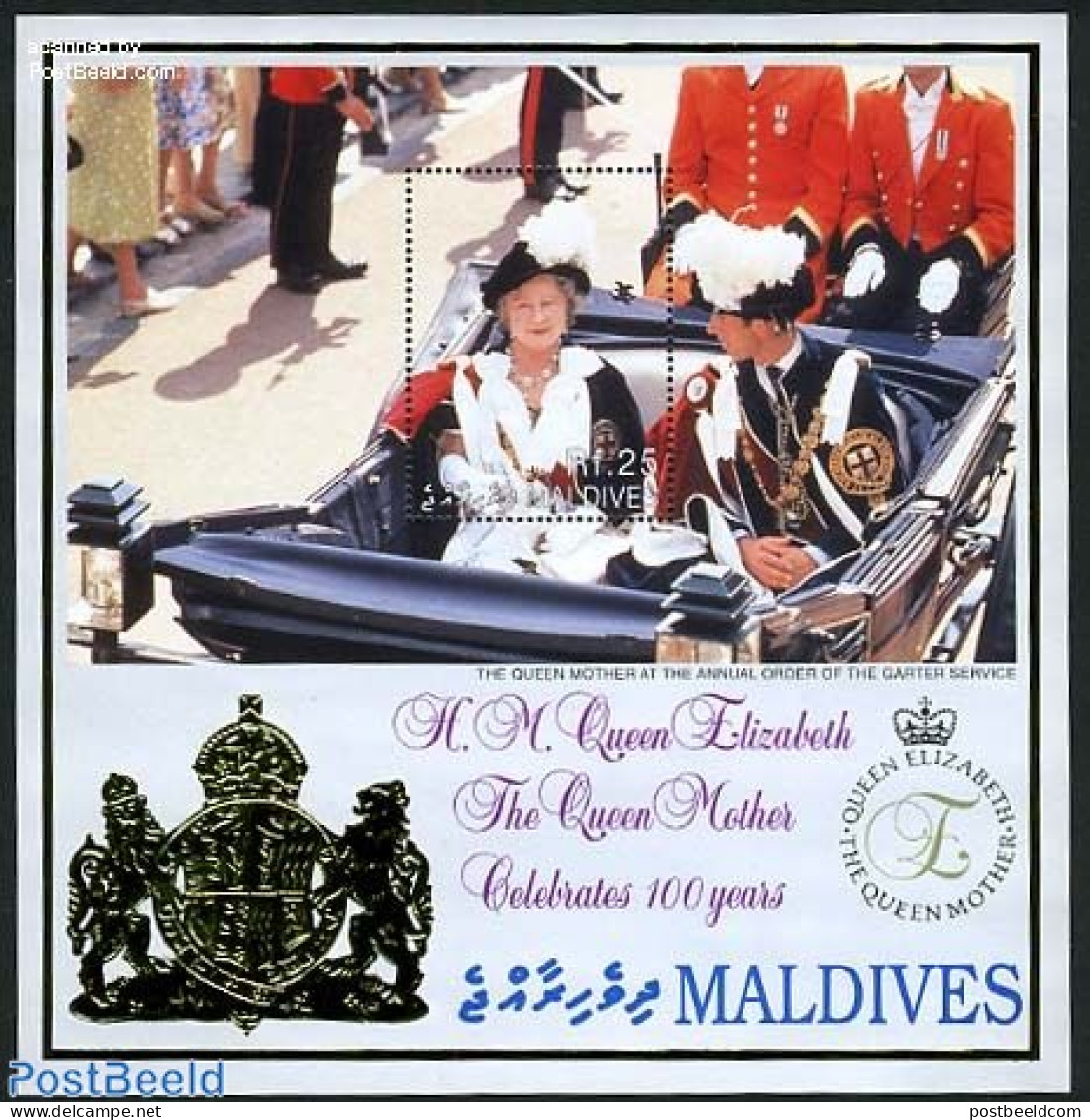 Maldives 1999 Queen Mother S/s, Mint NH, History - Kings & Queens (Royalty) - Royalties, Royals