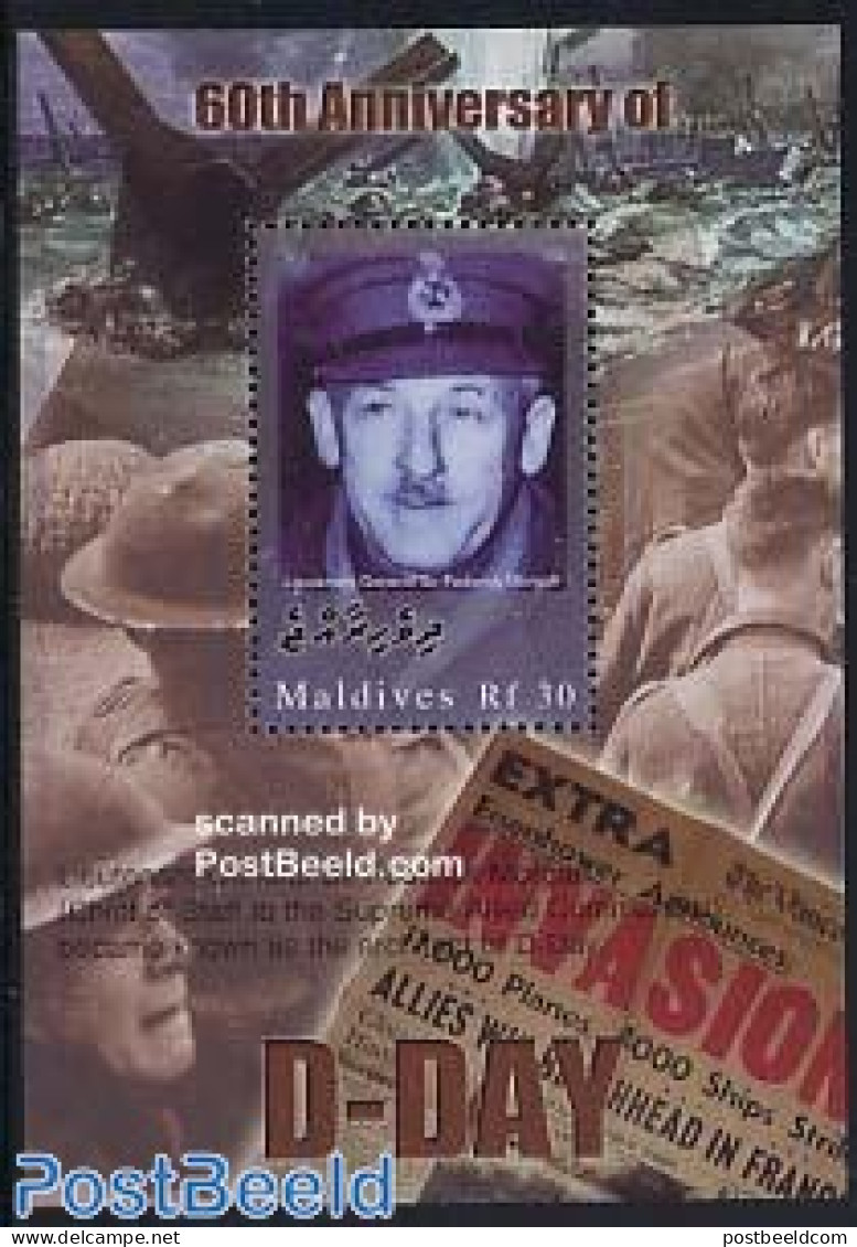 Maldives 2004 D-Day S/s, Sir Frederick Morgan, Mint NH, History - World War II - Guerre Mondiale (Seconde)