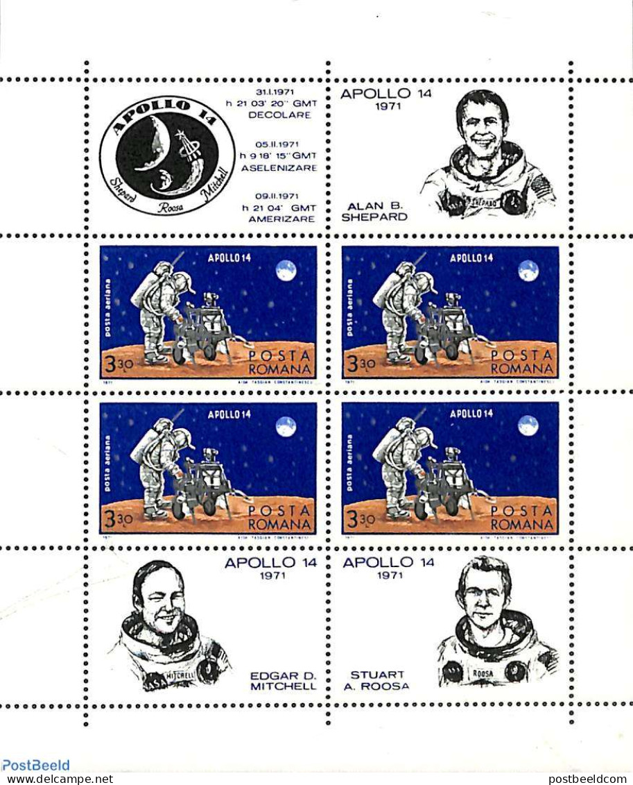 Romania 1971 Apollo 14 S/s, Mint NH, Transport - Space Exploration - Unused Stamps