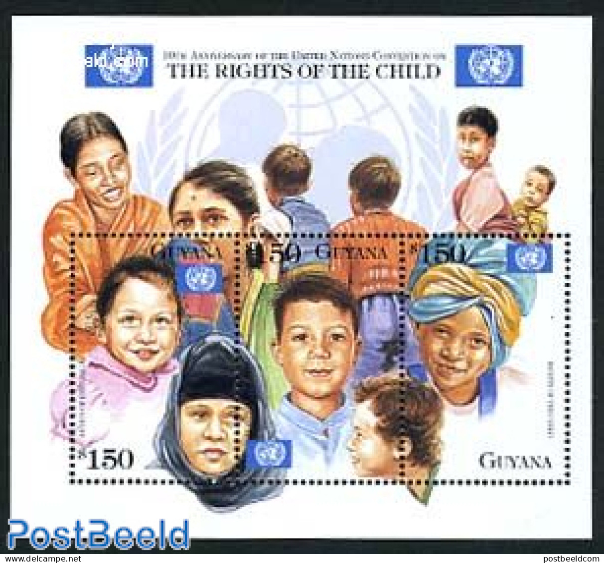 Guyana 1999 UNO Convention On Childrens Rights 3v M/s, Mint NH, History - Various - Unicef - United Nations - Justice - Guyana (1966-...)