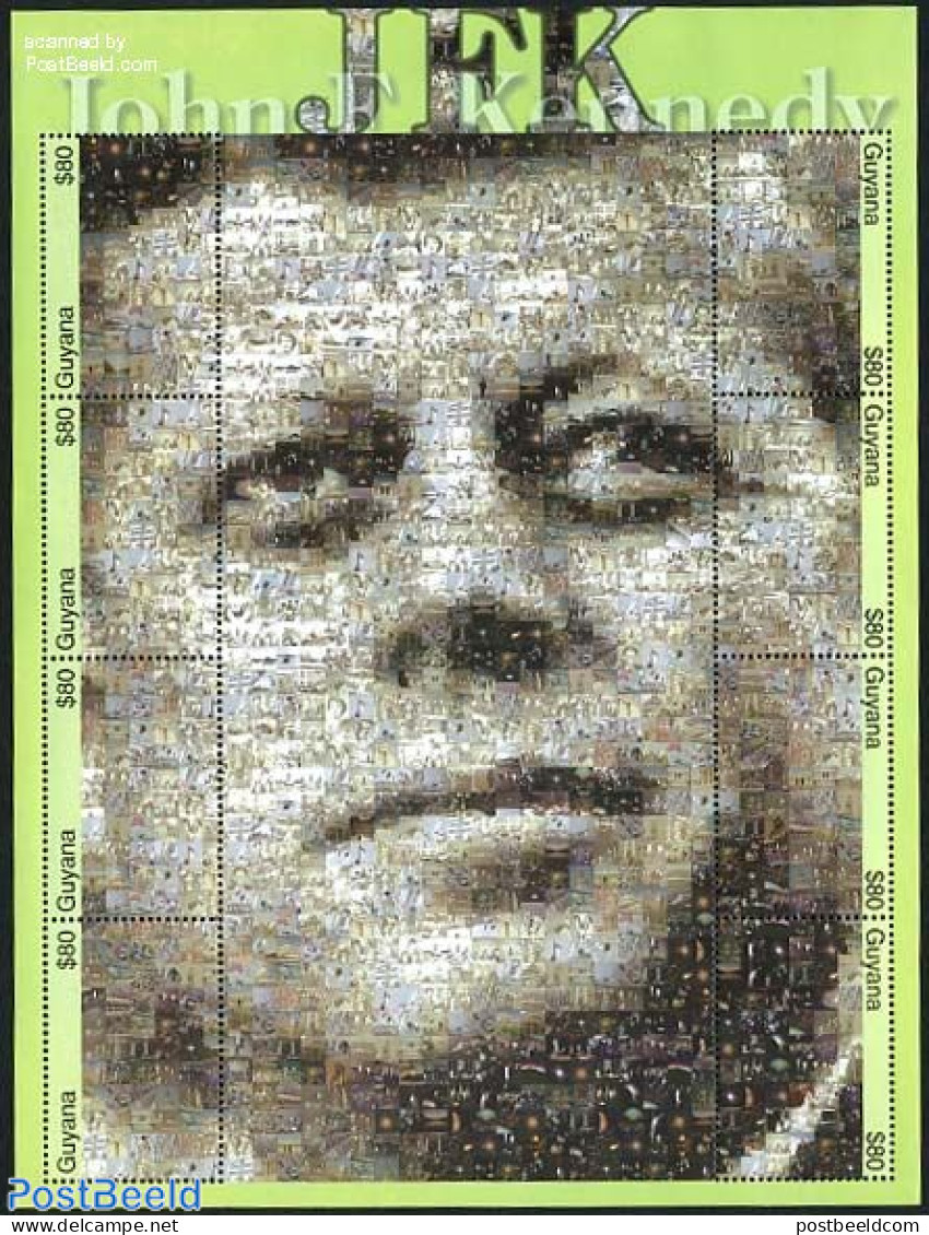 Guyana 2001 J.F. Kennedy 8v M/s, Mosaic, Mint NH, History - American Presidents - Guyane (1966-...)