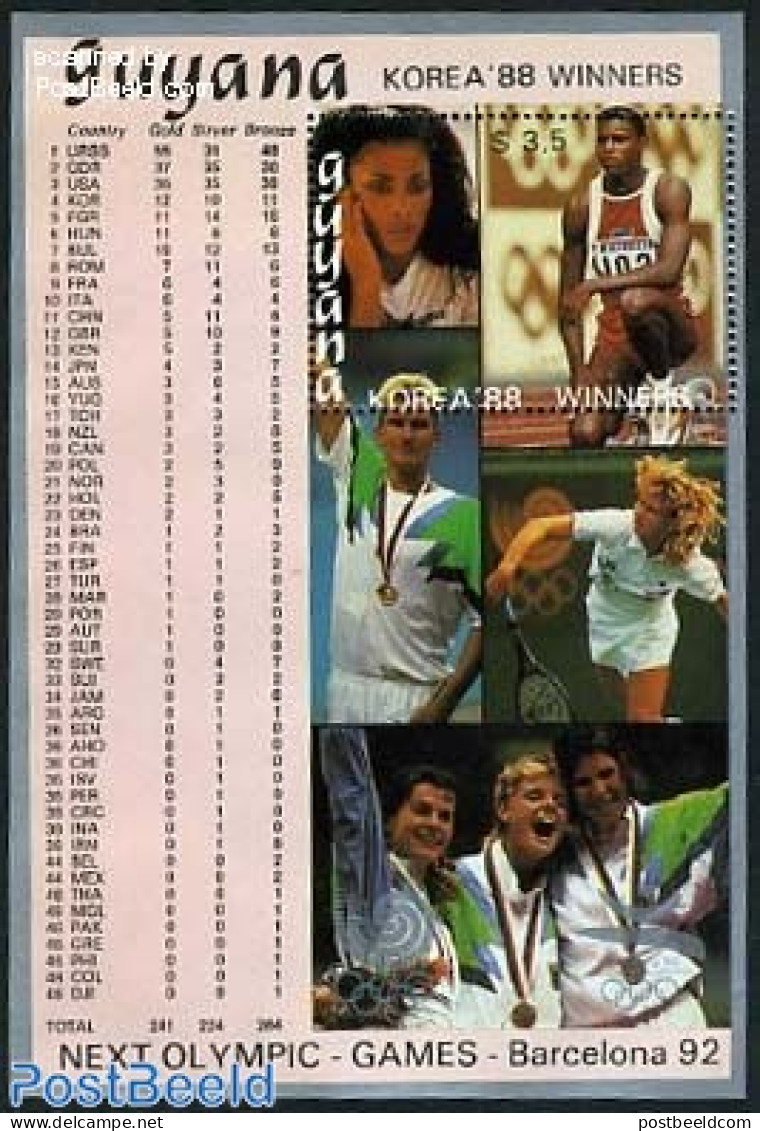 Guyana 1989 F. Griffith-Joyner, Carl Lewis S/s, Mint NH, Sport - Olympic Games - Guyane (1966-...)