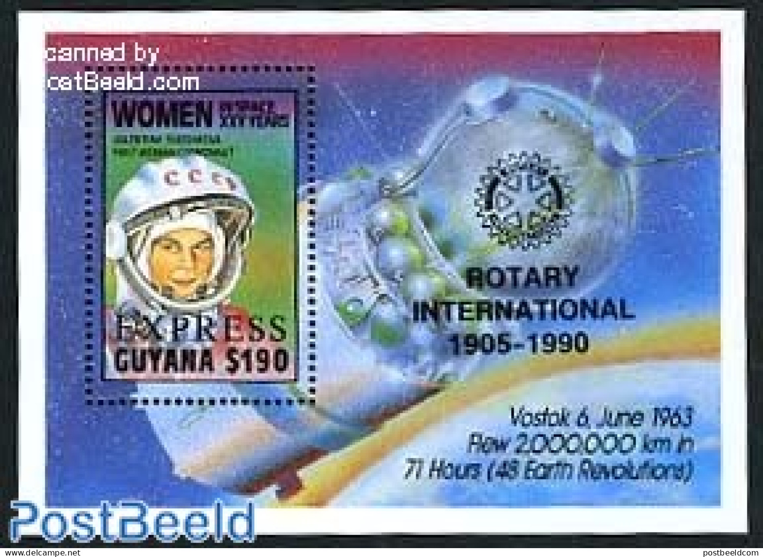 Guyana 1990 Rotary Overprint S/s, Mint NH, History - Transport - Various - Women - Space Exploration - Rotary - Zonder Classificatie