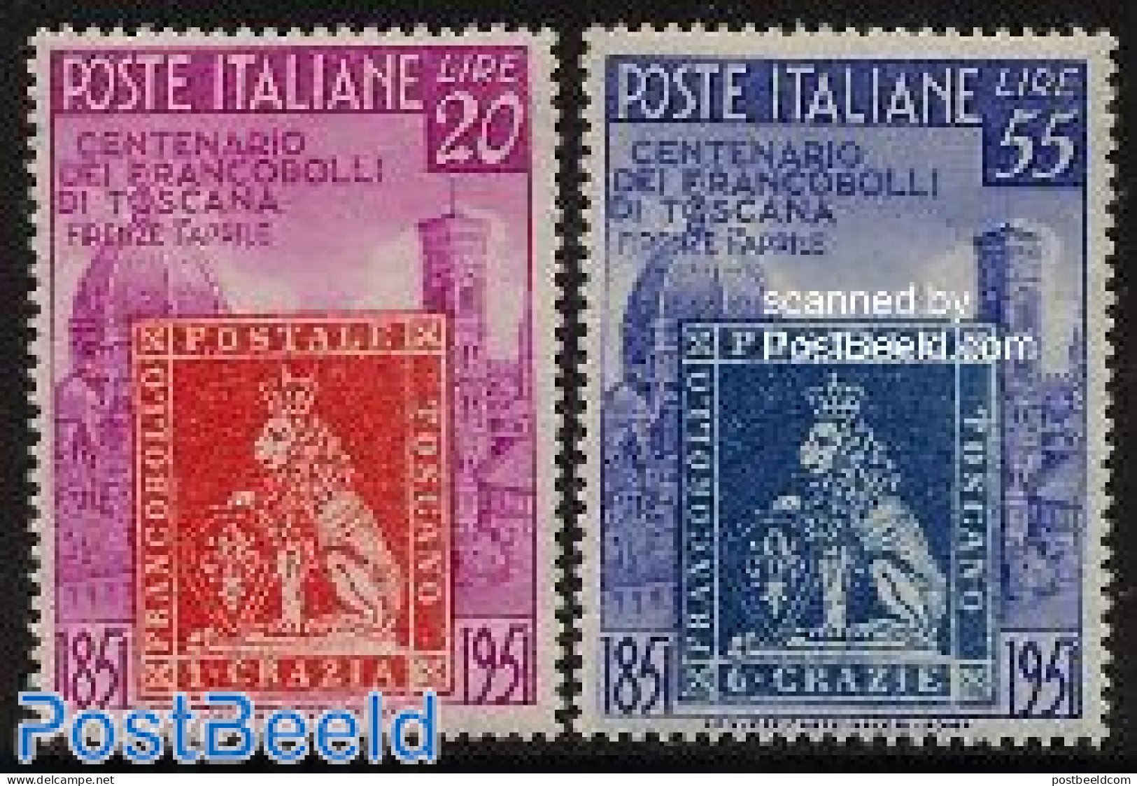 Italy 1951 Toscane Stamp Centenary 2v, Mint NH, 100 Years Stamps - Stamps On Stamps - Sonstige & Ohne Zuordnung