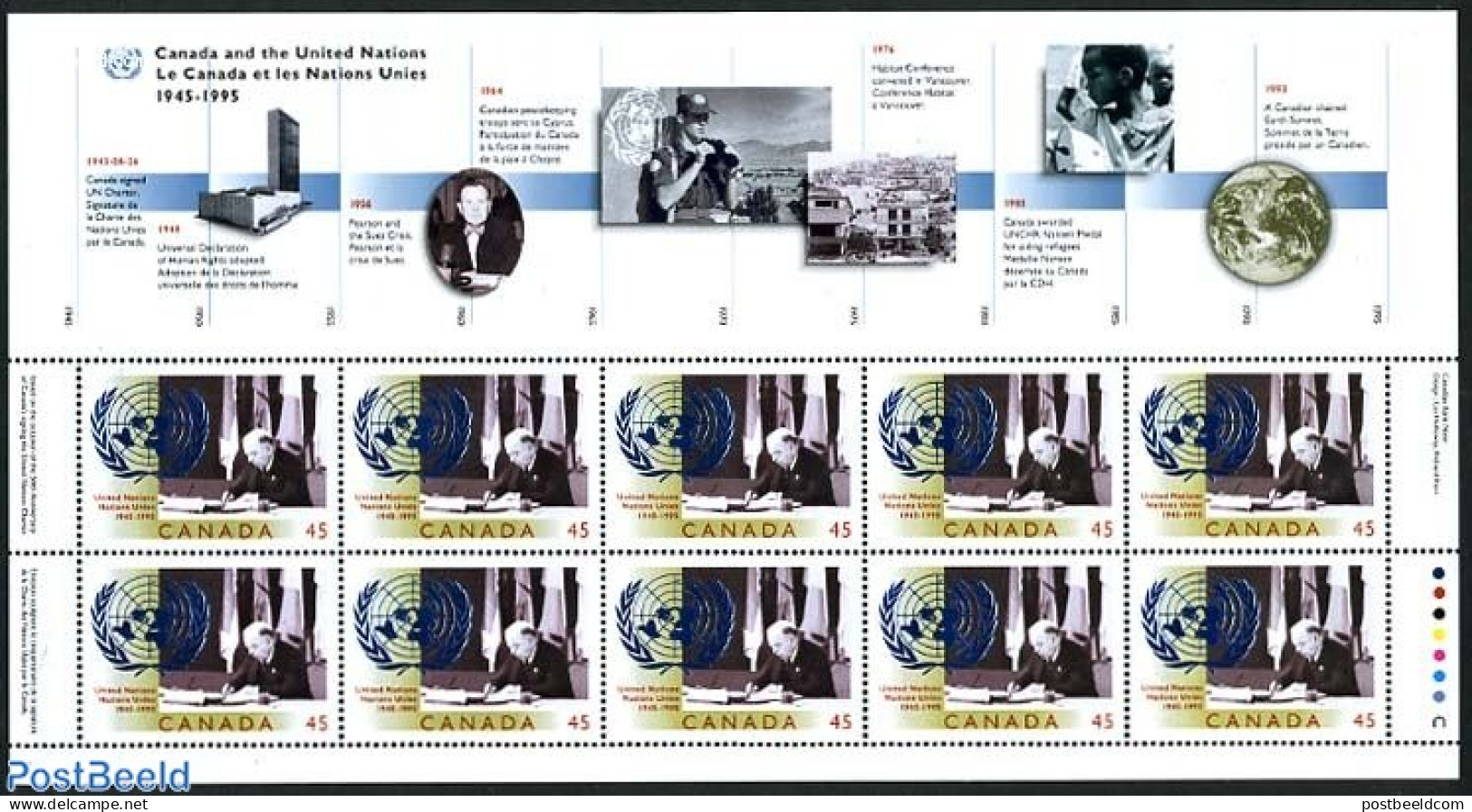 Canada 1995 540 Years UNO M/s, Mint NH, History - United Nations - Unused Stamps