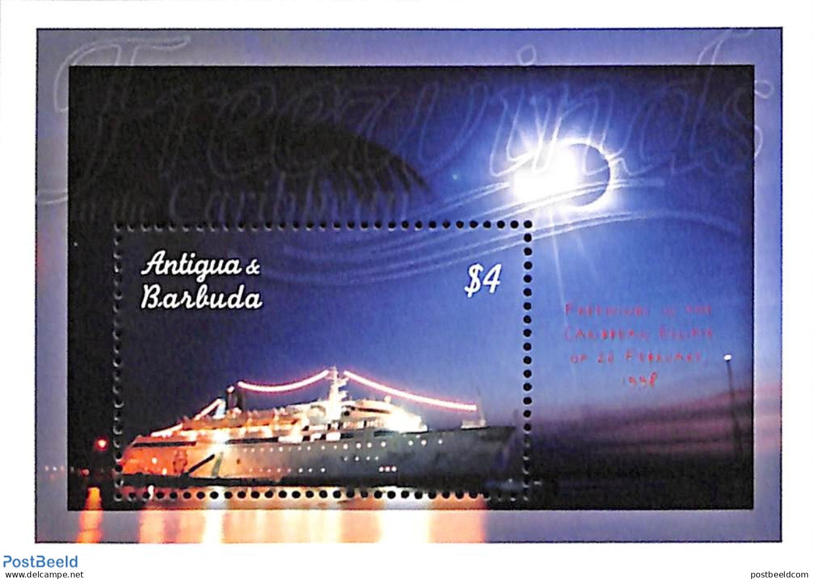 Antigua & Barbuda 2001 Solar Eclipse S/s, Mint NH, Science - Transport - Astronomy - Ships And Boats - Astrologie