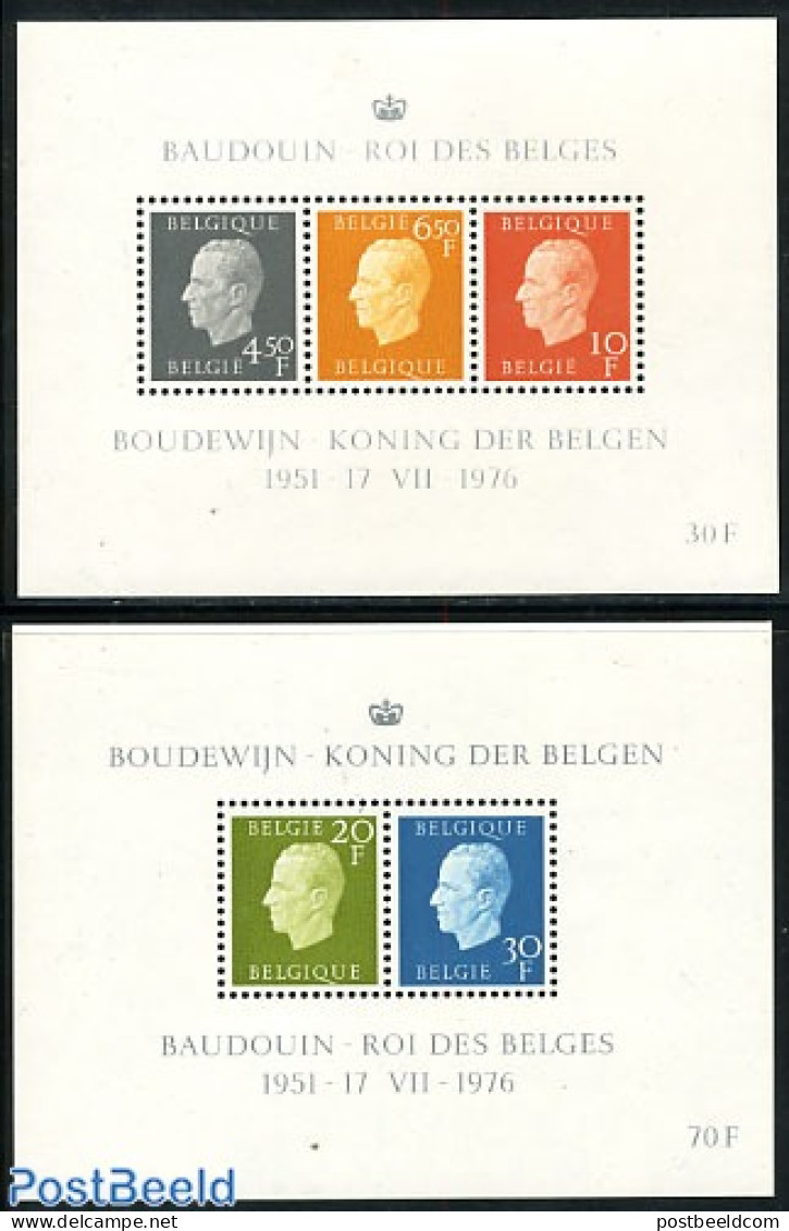Belgium 1976 Royal Silver Jubilee 2 S/s, Mint NH, History - Kings & Queens (Royalty) - Unused Stamps