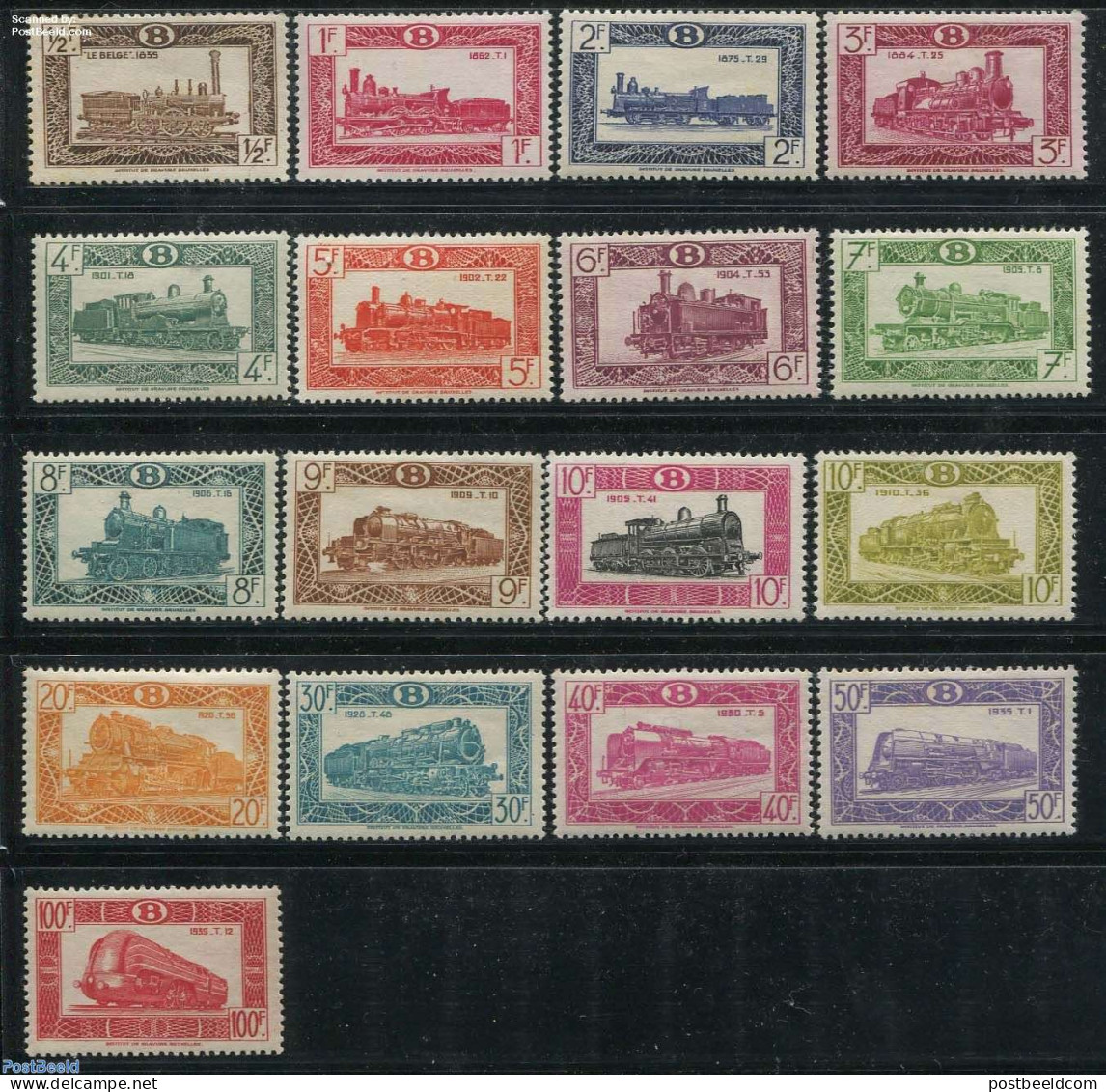 Belgium 1949 Railway Stamps 17v, Unused (hinged), Transport - Railways - Unused Stamps