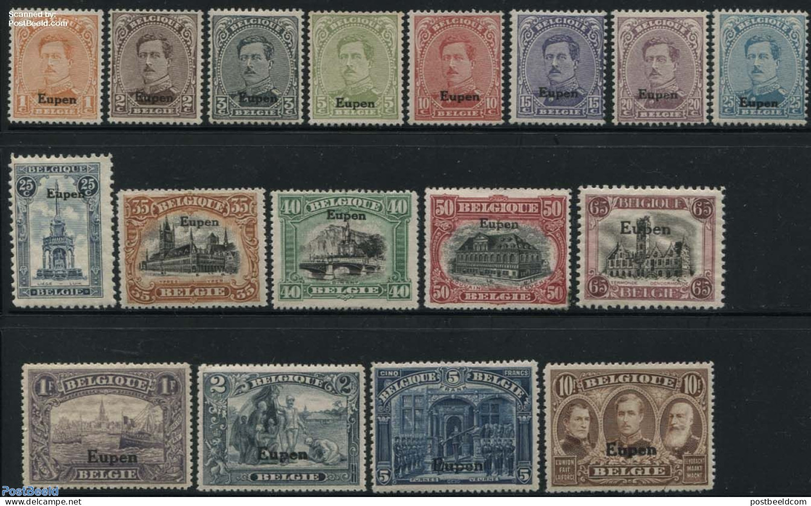 Belgium 1920 Eupen Overprints 17v, Mint NH - Neufs