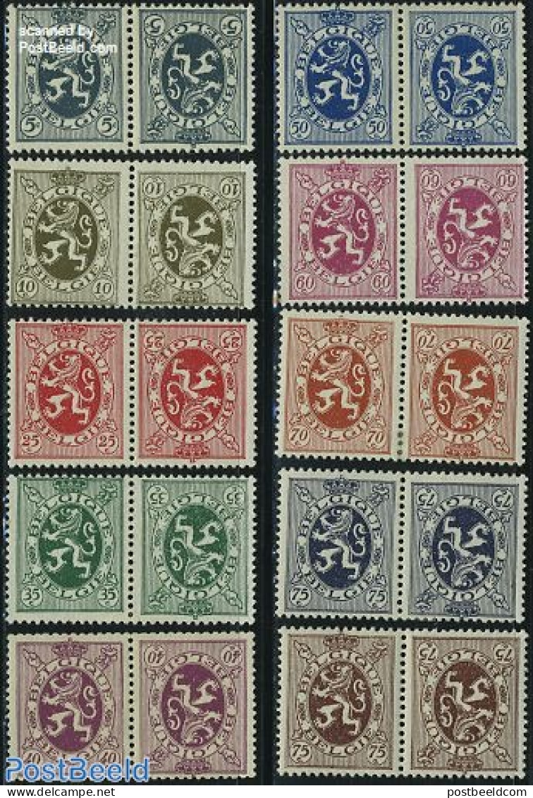 Belgium 1929 Definitives Tete Beche Pairs 10v, Mint NH - Unused Stamps