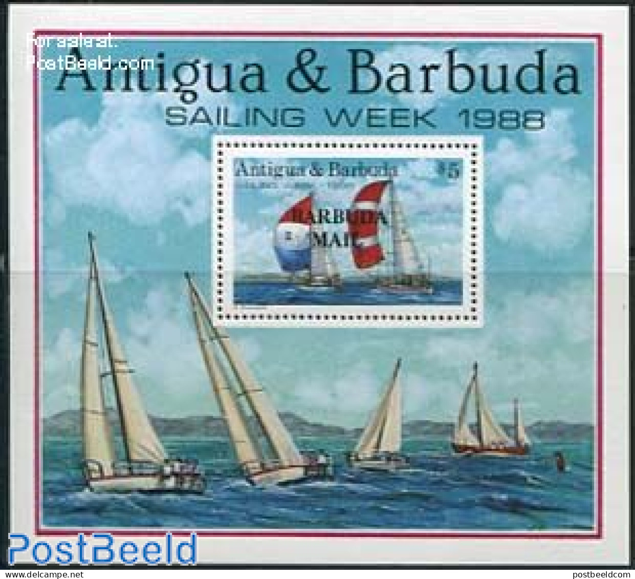 Barbuda 1988 Sailing Week S/s, Mint NH, Sport - Transport - Sailing - Ships And Boats - Sailing