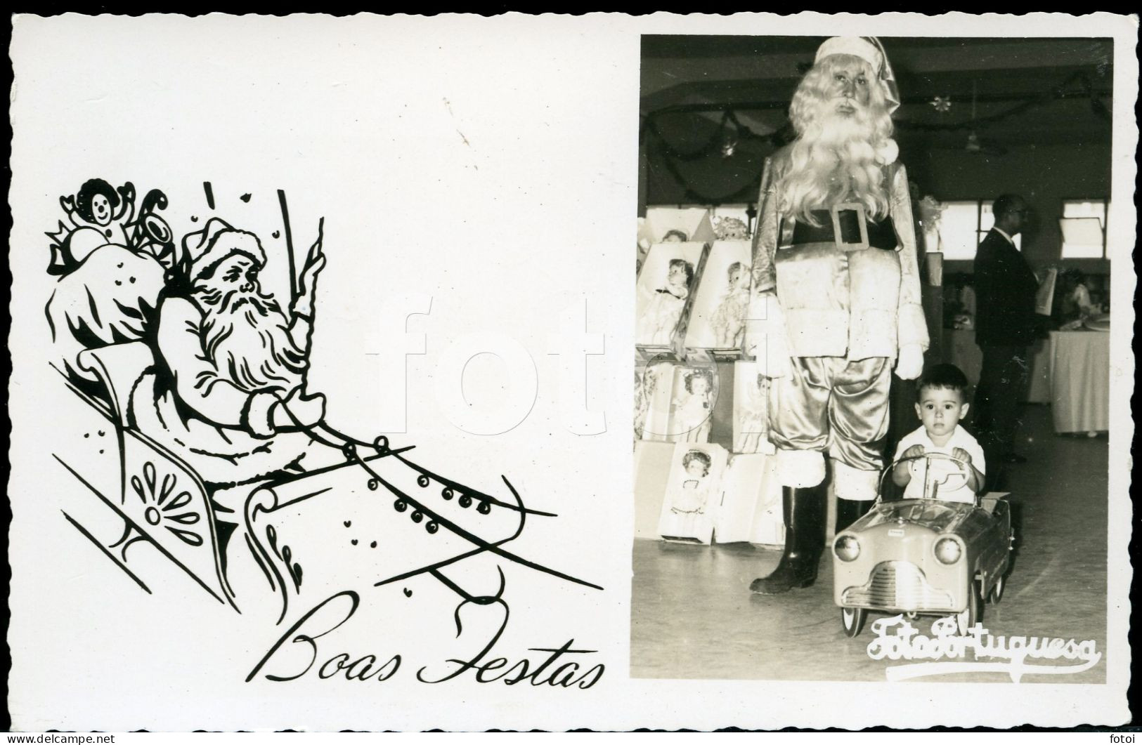 1962 TOYS JOUETS TRIANG PEDAL CAR DOLLS POUPEES CHRISTMAS NOEL SAINT CLAUS REAL PHOTO FOTO POSTCARD  CARTE POSTALE - Santa Claus