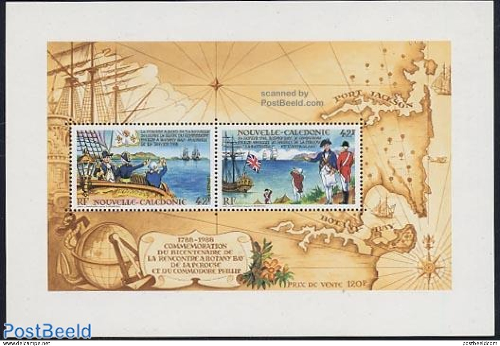 New Caledonia 1988 Sydpex S/s, Mint NH, Transport - Various - Ships And Boats - Maps - Neufs
