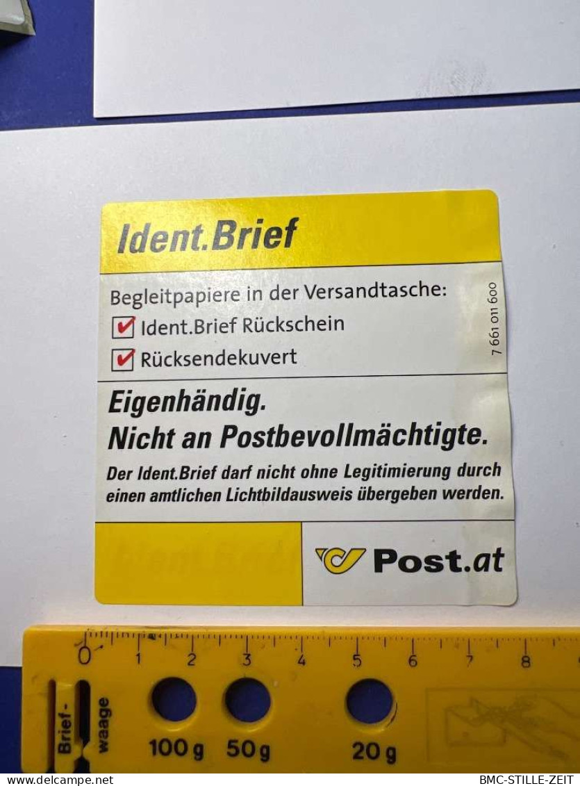 Aufkleber Ident. Brief - Post Material NEU 8x8cm - Probe- Und Nachdrucke
