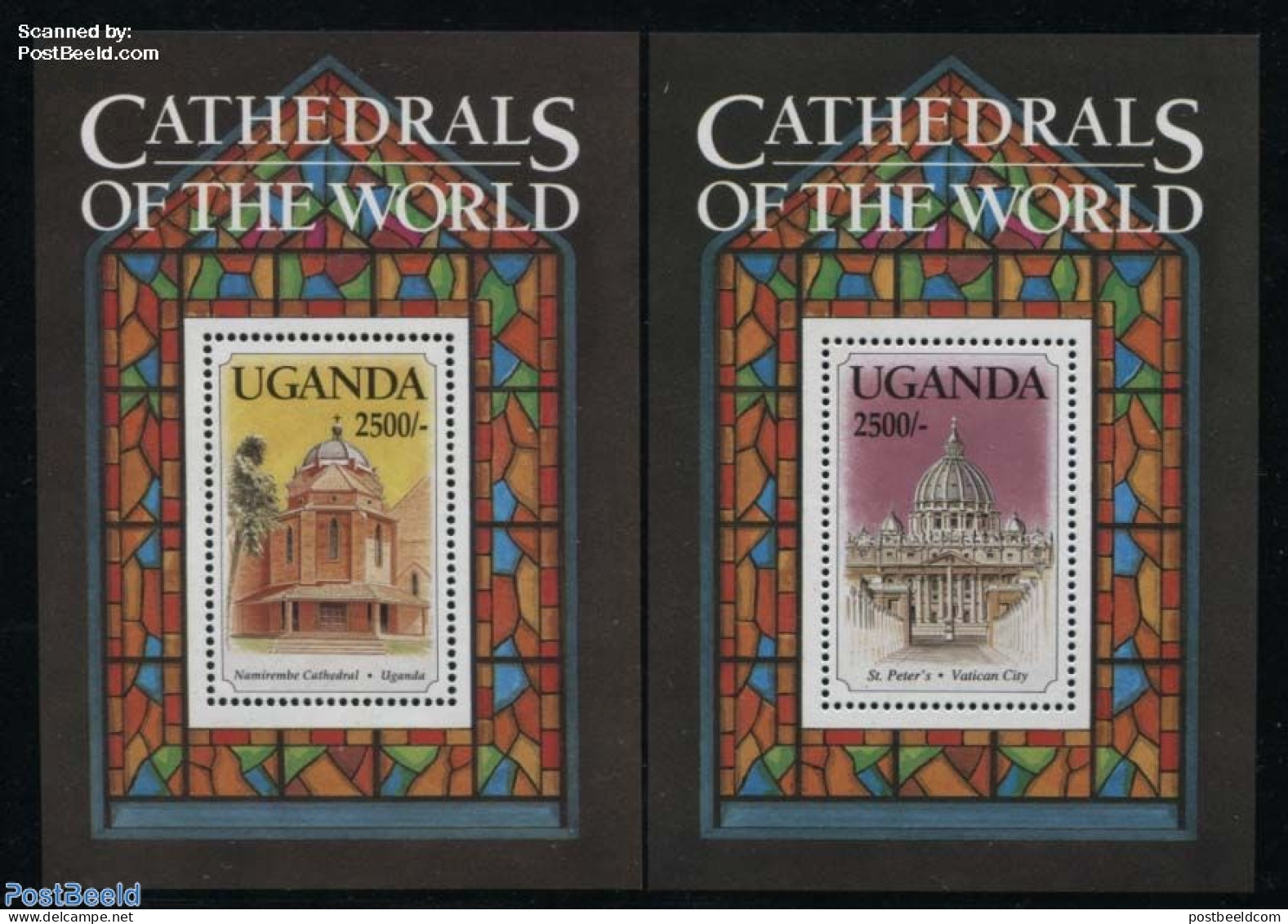 Uganda 1993 Cathedrals 2 S/s, Mint NH, Religion - Churches, Temples, Mosques, Synagogues - Eglises Et Cathédrales