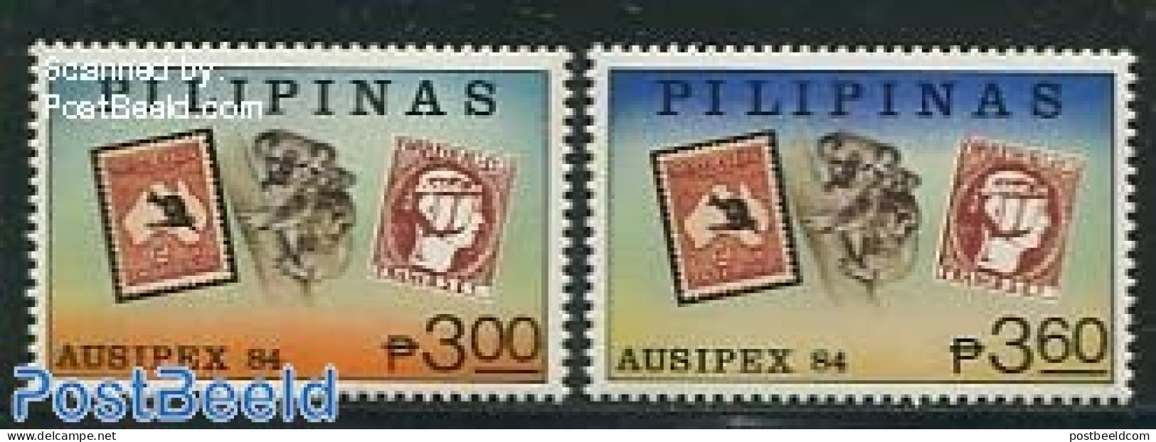 Philippines 1984 Ausipex 2v, Mint NH, Stamps On Stamps - Briefmarken Auf Briefmarken