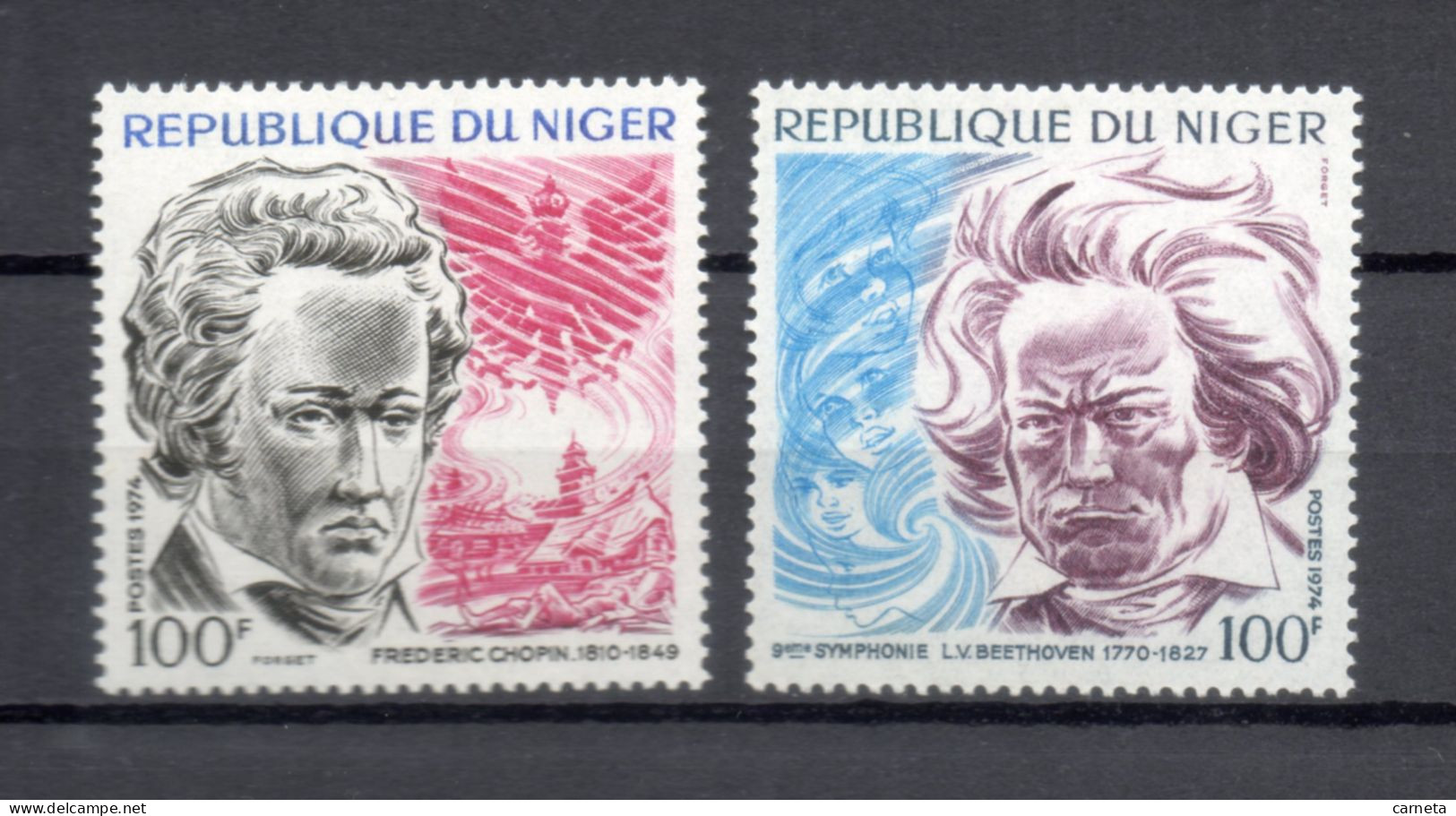 NIGER  N° 310 + 311   NEUFS SANS CHARNIERE  COTE 6.00€    COMPOSITEUR CHOPIN BEETHOVEN - Niger (1960-...)