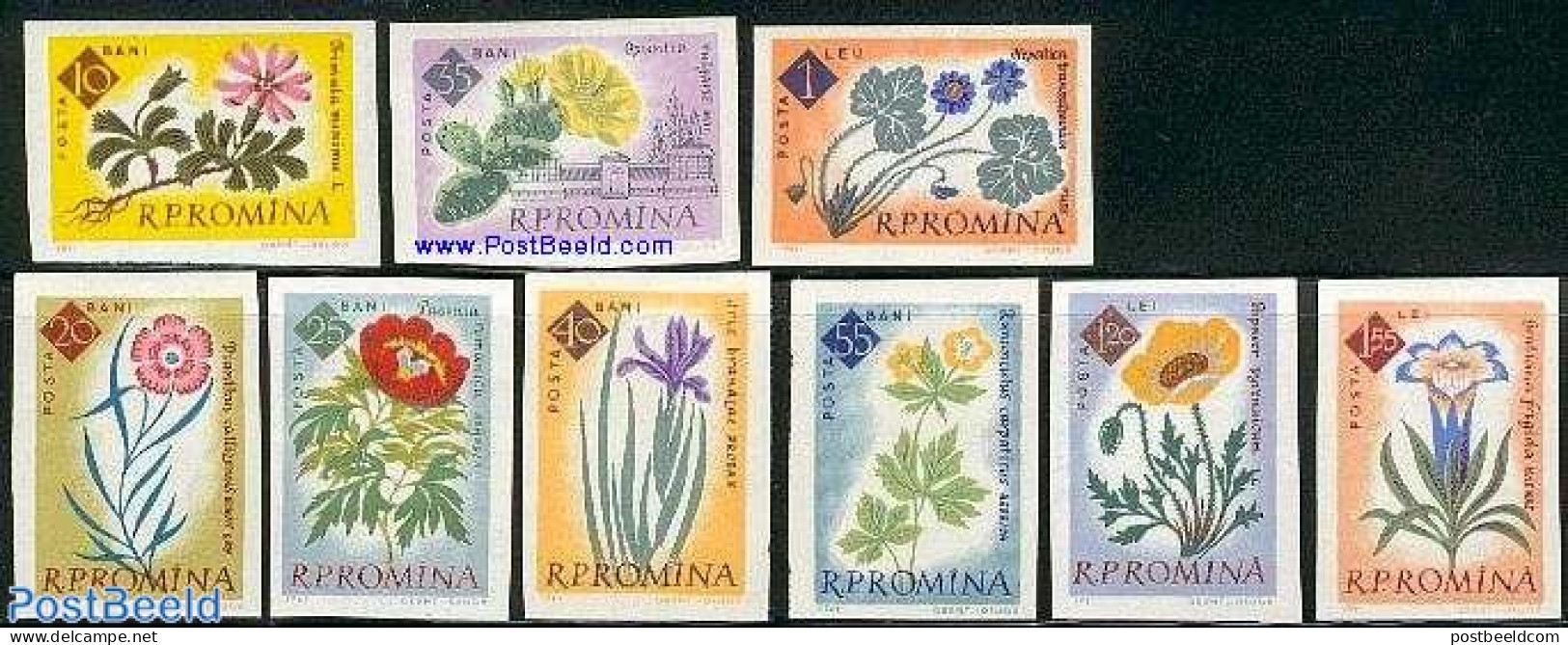 Romania 1961 Botanic Garden 9v Imperforated, Mint NH, Nature - Flowers & Plants - Ungebraucht