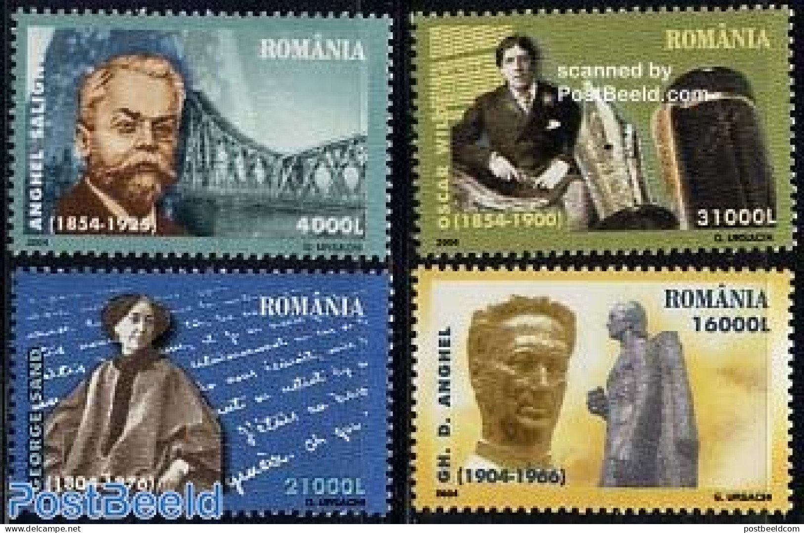 Romania 2004 Famous Persons 4v, Mint NH, Art - Authors - Bridges And Tunnels - Handwriting And Autographs - Sculpture - Neufs
