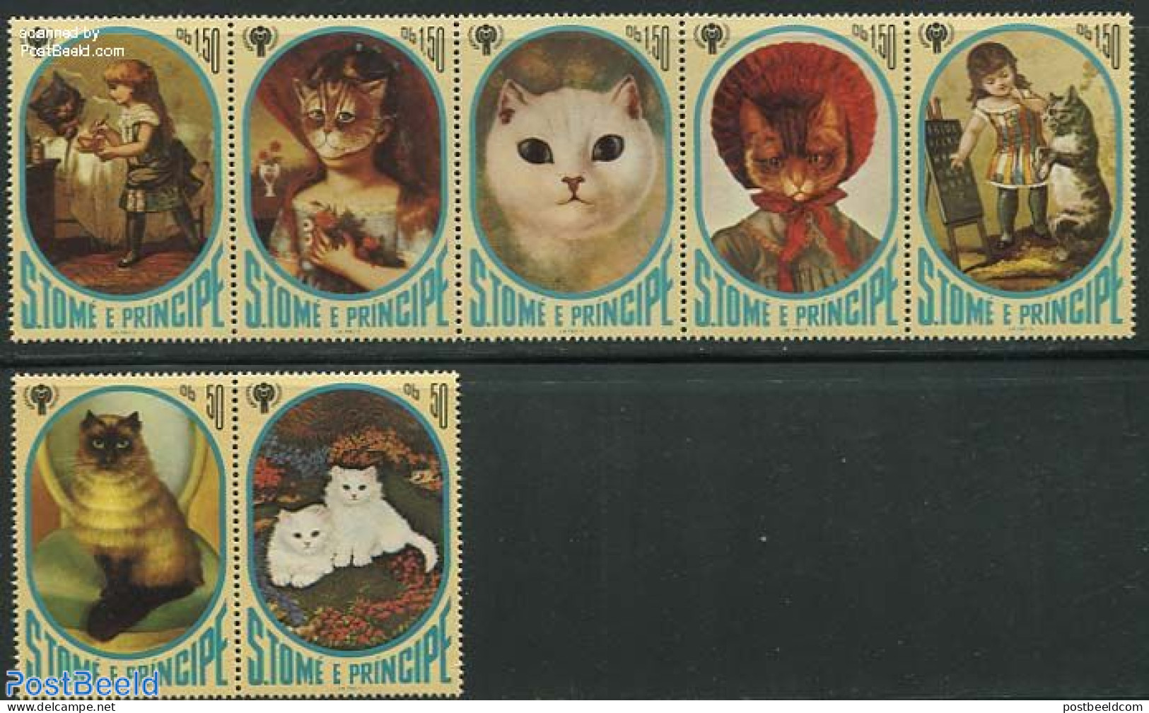 Sao Tome/Principe 1981 Cats 7v, Mint NH, Nature - Various - Cats - Year Of The Child 1979 - Sao Tome And Principe