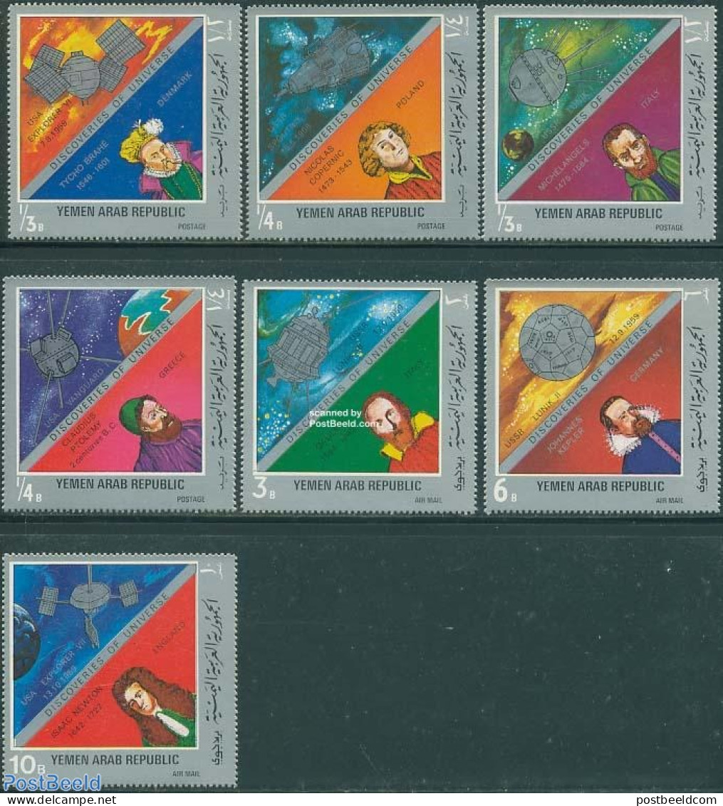 Yemen, Arab Republic 1969 Space/astronomy 7v, Mint NH, Science - Transport - Astronomy - Space Exploration - Astrologie