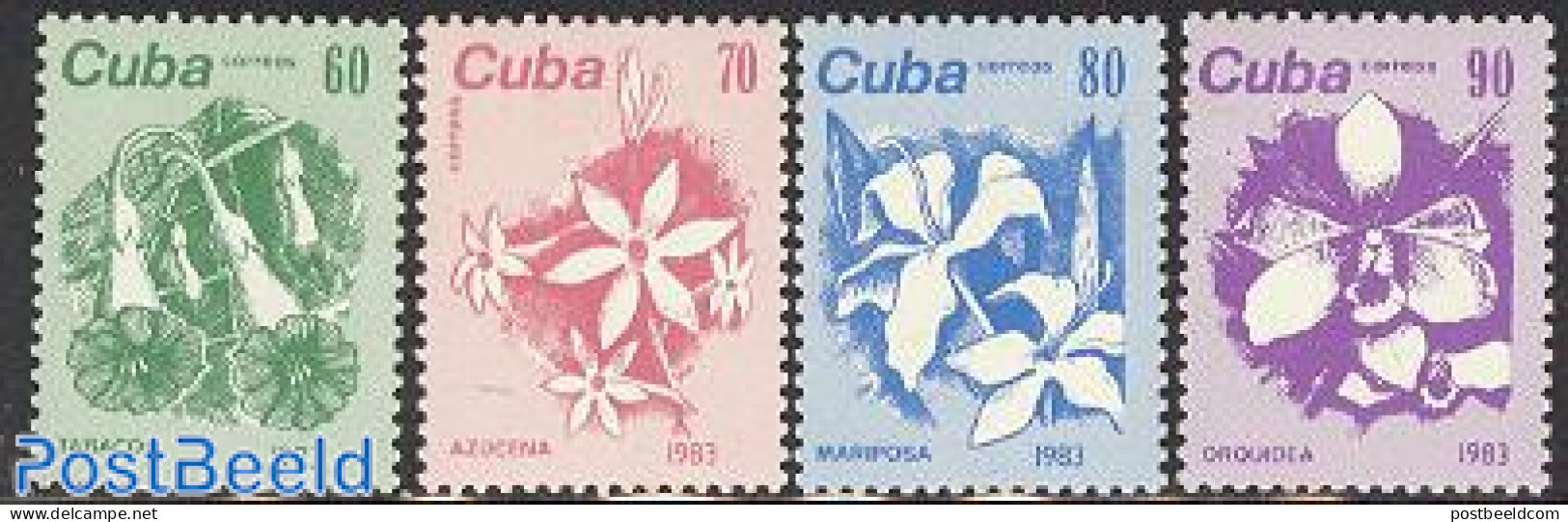 Cuba 1983 Flowers 4v, Mint NH, Nature - Flowers & Plants - Orchids - Ongebruikt