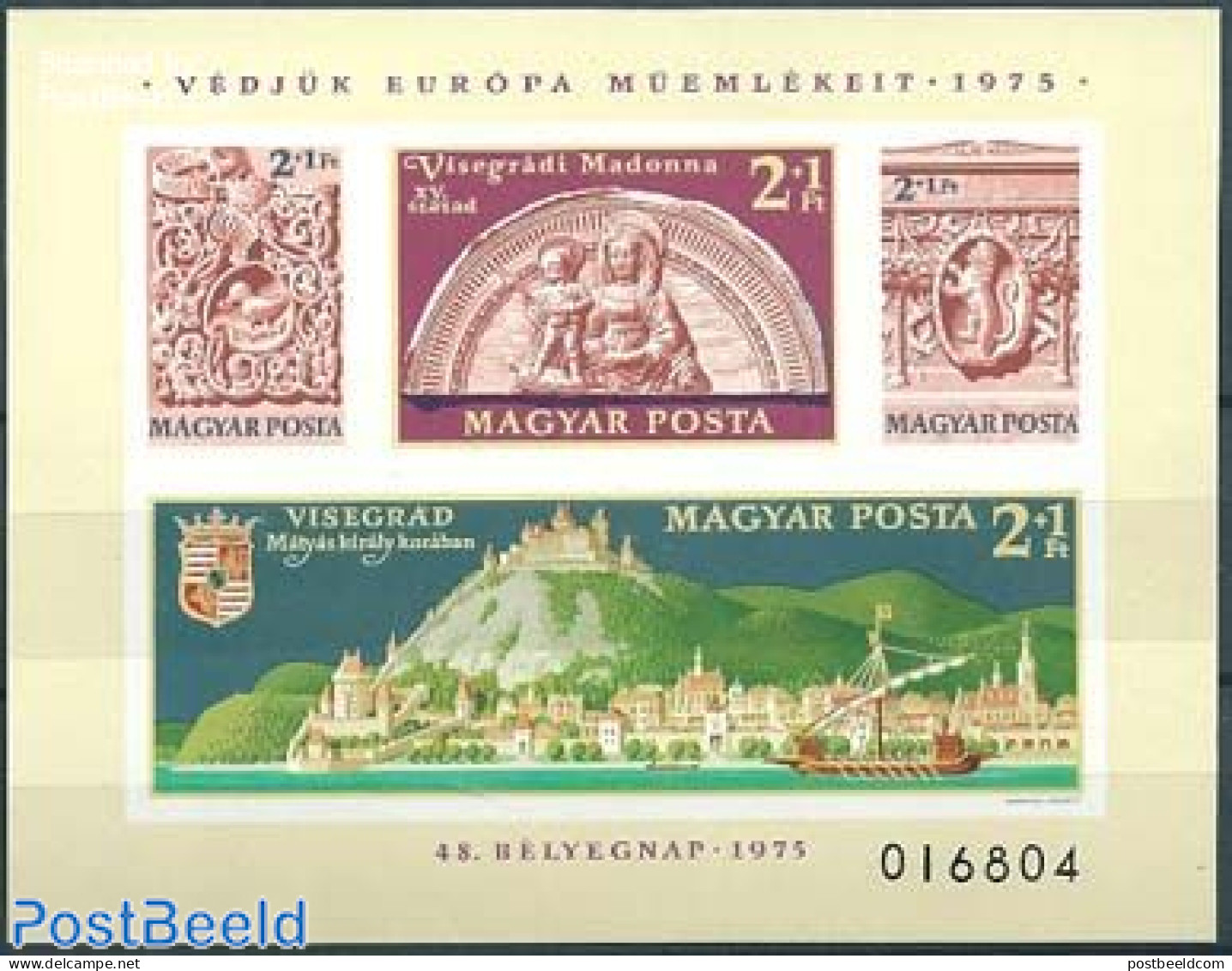 Hungary 1975 European Architecture S/s Imperforated, Mint NH, History - Transport - Coat Of Arms - Europa Hang-on Issu.. - Neufs