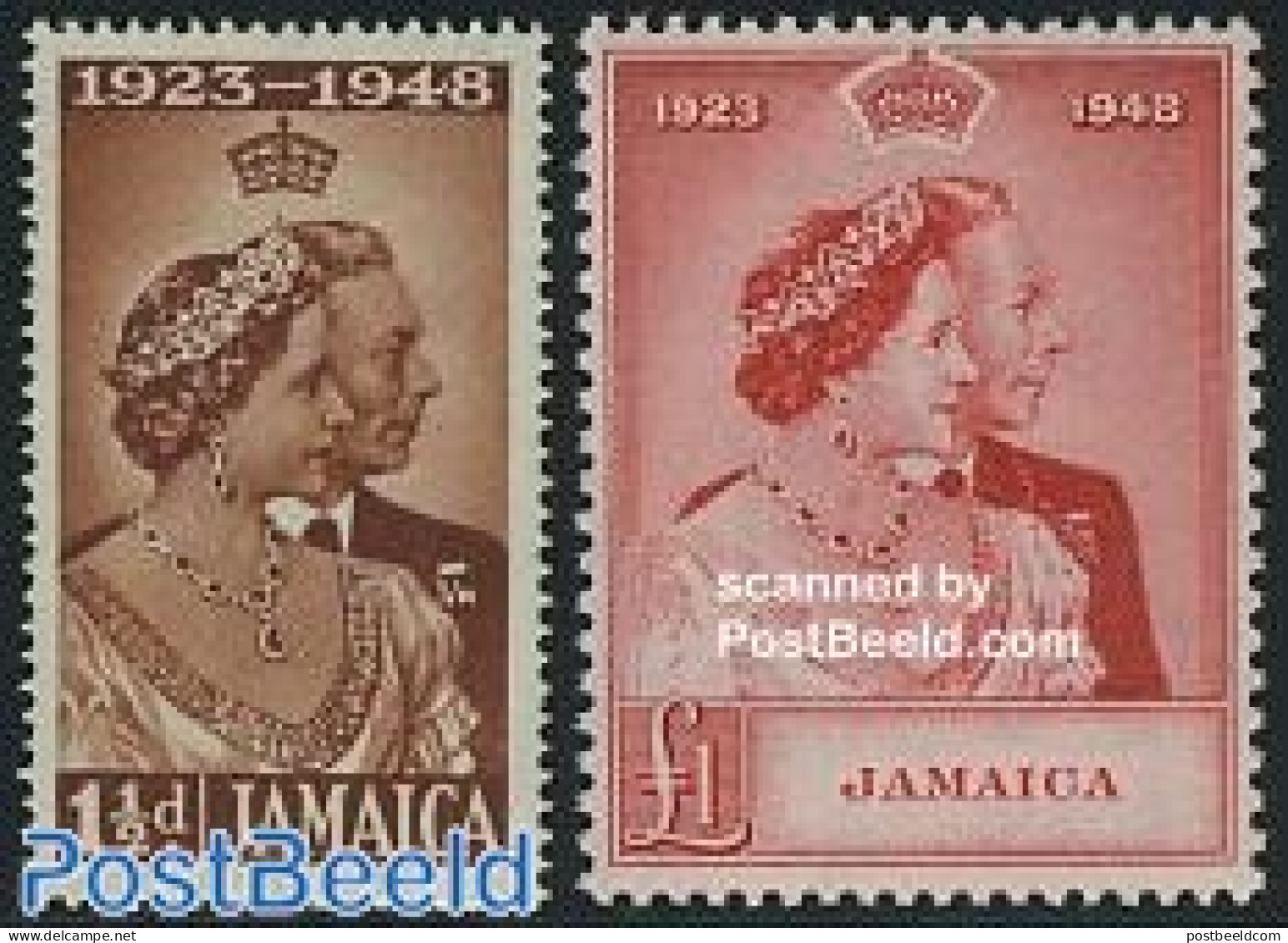 Jamaica 1948 Silver Wedding 2v, Mint NH, History - Kings & Queens (Royalty) - Königshäuser, Adel