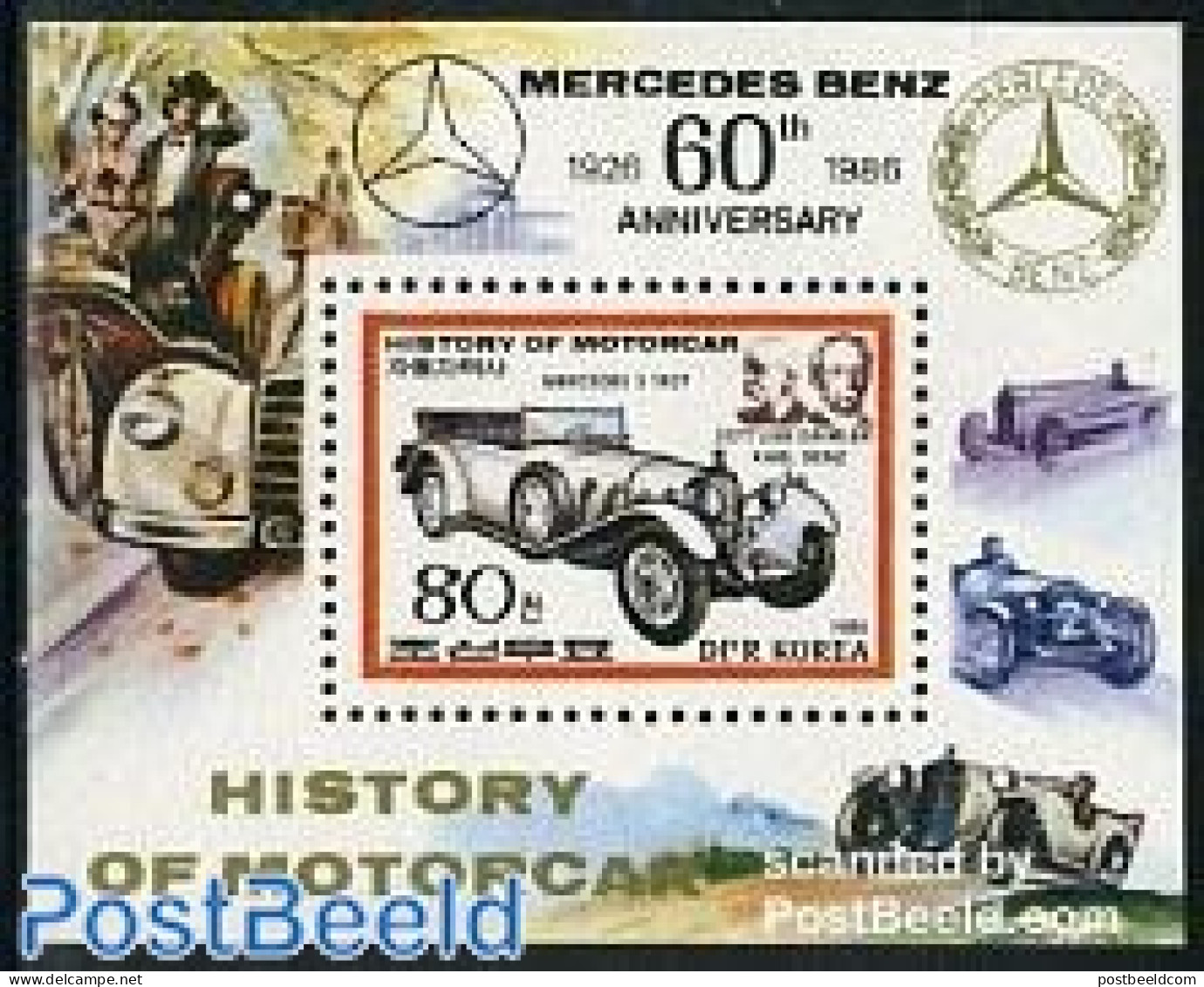 Korea, North 1986 History Of Motor Car S/s (Daimler, Benz), Mint NH, Transport - Automobiles - Cars