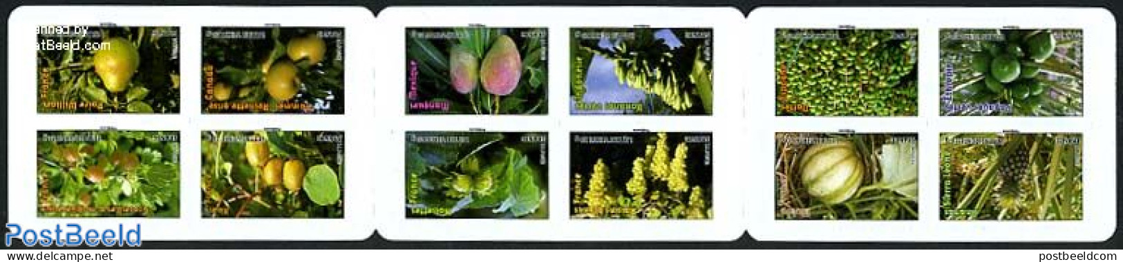 France 2012 Fruit 12v S-a In Booklet, Mint NH, Nature - Fruit - Stamp Booklets - Unused Stamps
