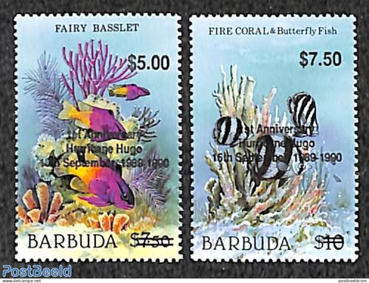 Barbuda 1990 Hurricane Hugo 2v, Mint NH - Barbuda (...-1981)