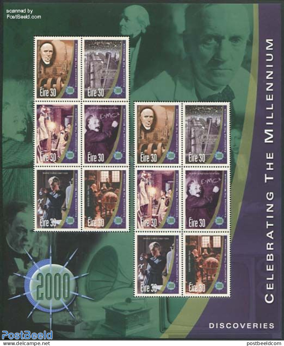 Ireland 2000 Discoveries M/s (with 2 Sets), Mint NH, History - Science - Nobel Prize Winners - Astronomy - Inventors -.. - Unused Stamps