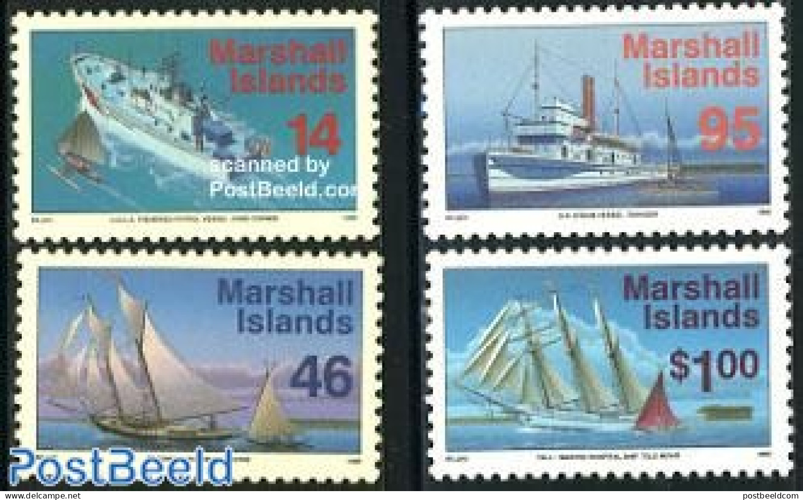 Marshall Islands 1995 Definitives, Ships 4v, Mint NH, Transport - Ships And Boats - Boten
