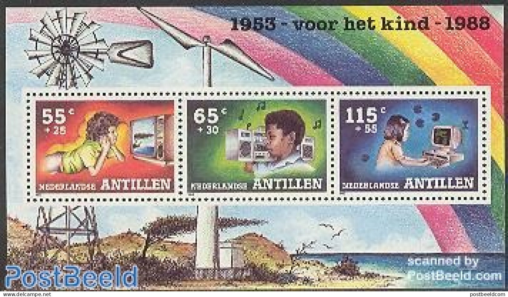 Netherlands Antilles 1988 Child Welfare S/s, Mint NH, Performance Art - Science - Various - Music - Radio And Televisi.. - Musique
