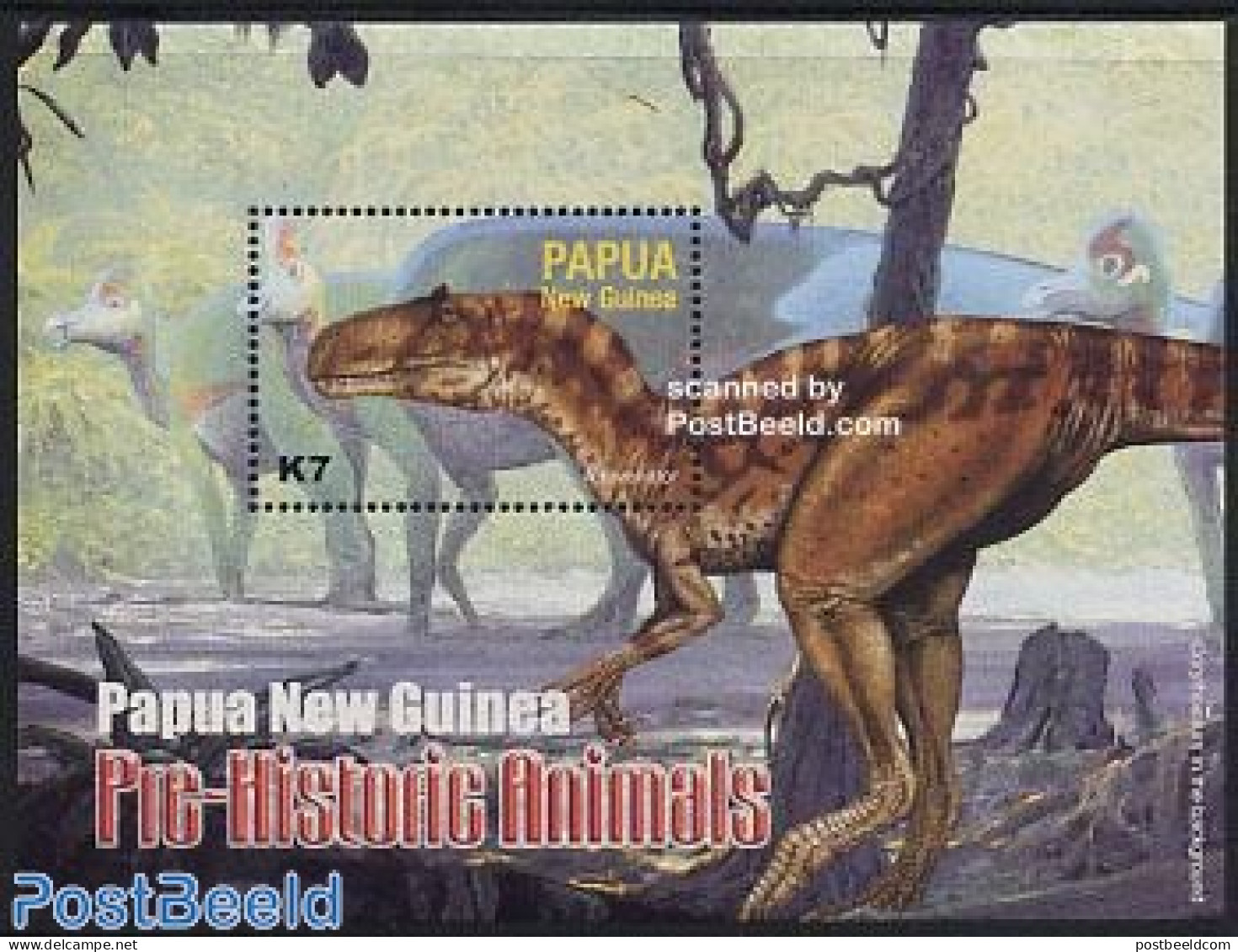 Papua New Guinea 2004 Preh. Animals S/s, Afrovenator, Mint NH, Nature - Prehistoric Animals - Prehistorics