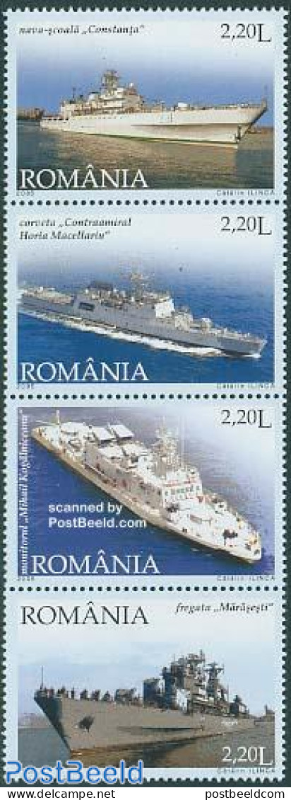 Romania 2005 Military Ships 4v [:::], Mint NH, Transport - Ships And Boats - Unused Stamps