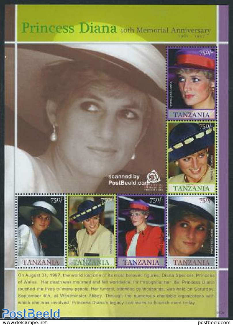 Tanzania 2007 Princess Diana 6v M/s, Mint NH, History - Charles & Diana - Kings & Queens (Royalty) - Familles Royales
