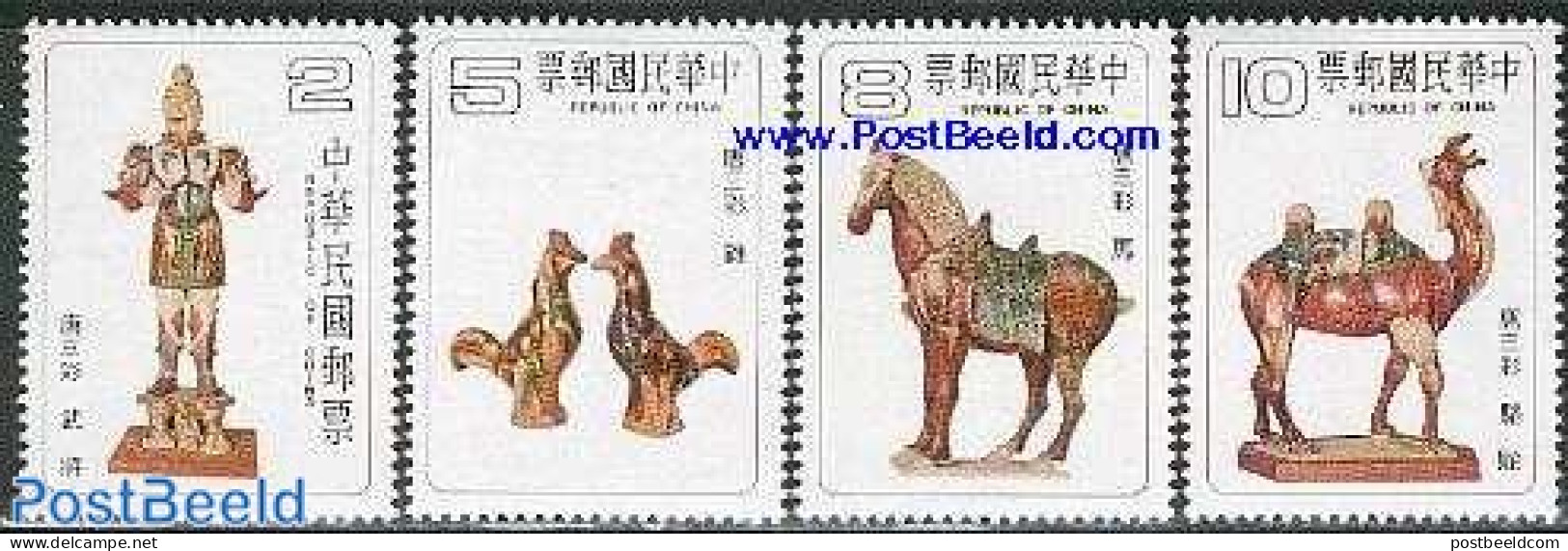 Taiwan 1980 Art Objects 4v, Mint NH, Nature - Camels - Horses - Poultry - Art - Art & Antique Objects - Other & Unclassified