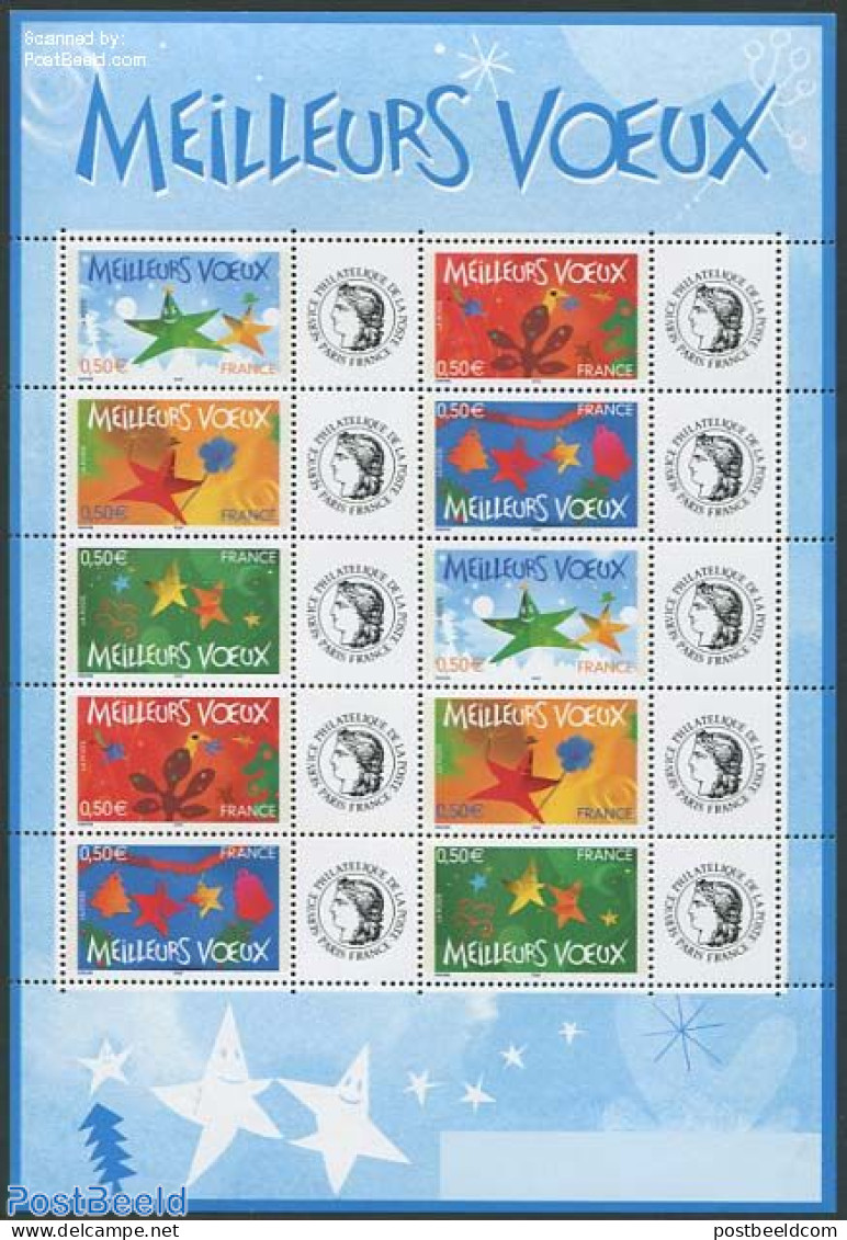 France 2004 Personal Wishing Stamps 10v M/s, Mint NH, Various - Greetings & Wishing Stamps - Unused Stamps
