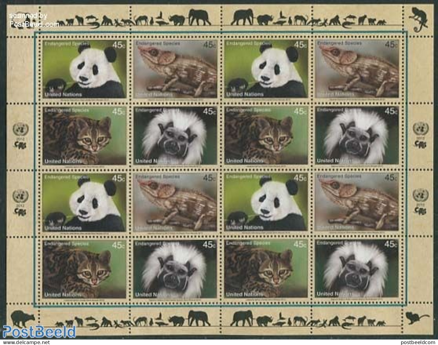 United Nations, New York 2012 Endangered Animals M/s (with 4 Sets), Mint NH, Nature - Animals (others & Mixed) - Cat F.. - Other & Unclassified