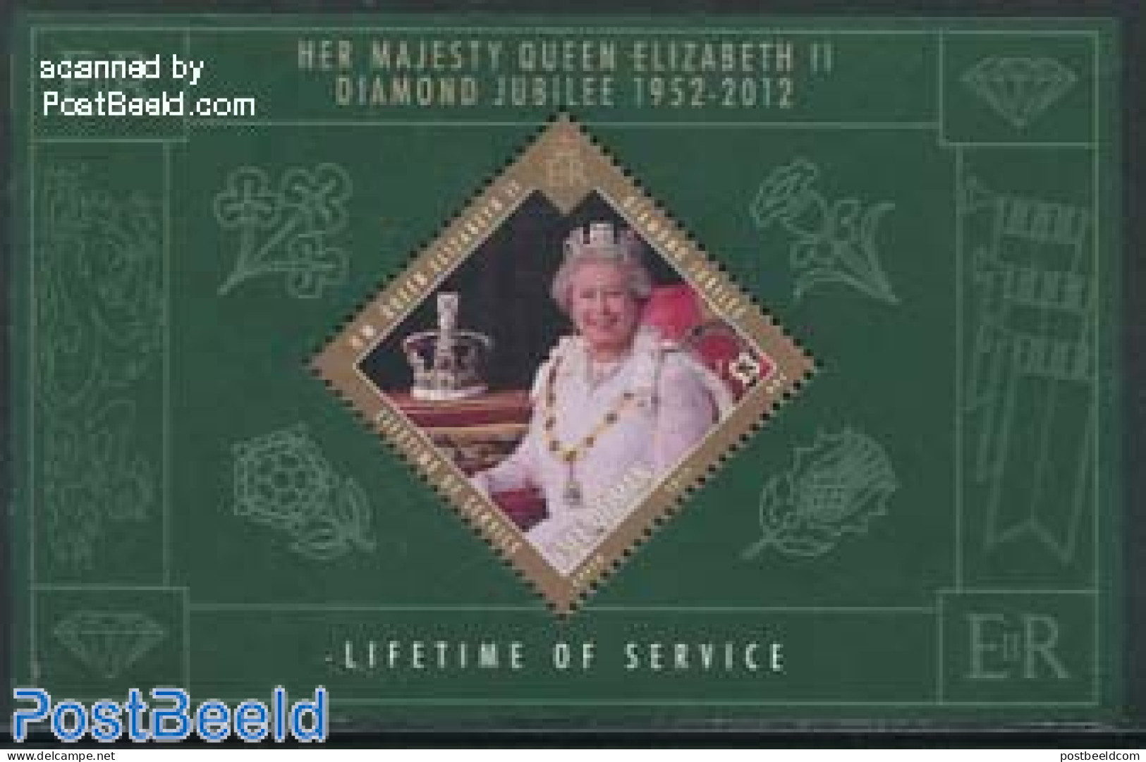 Isle Of Man 2012 Diamond Jubilee Elizabeth II S/s, Mint NH, History - Kings & Queens (Royalty) - Familles Royales