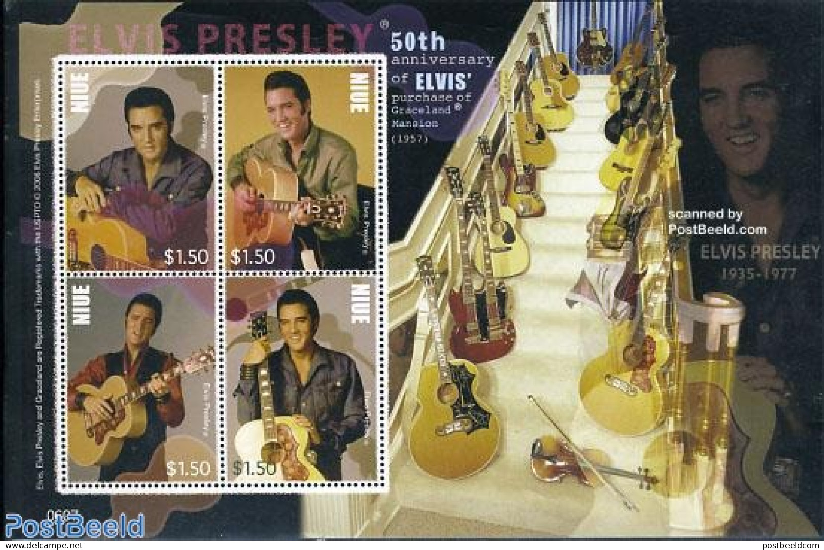 Niue 2007 Elvis Presley 4v M/s, Mint NH, Performance Art - Elvis Presley - Music - Popular Music - Elvis Presley