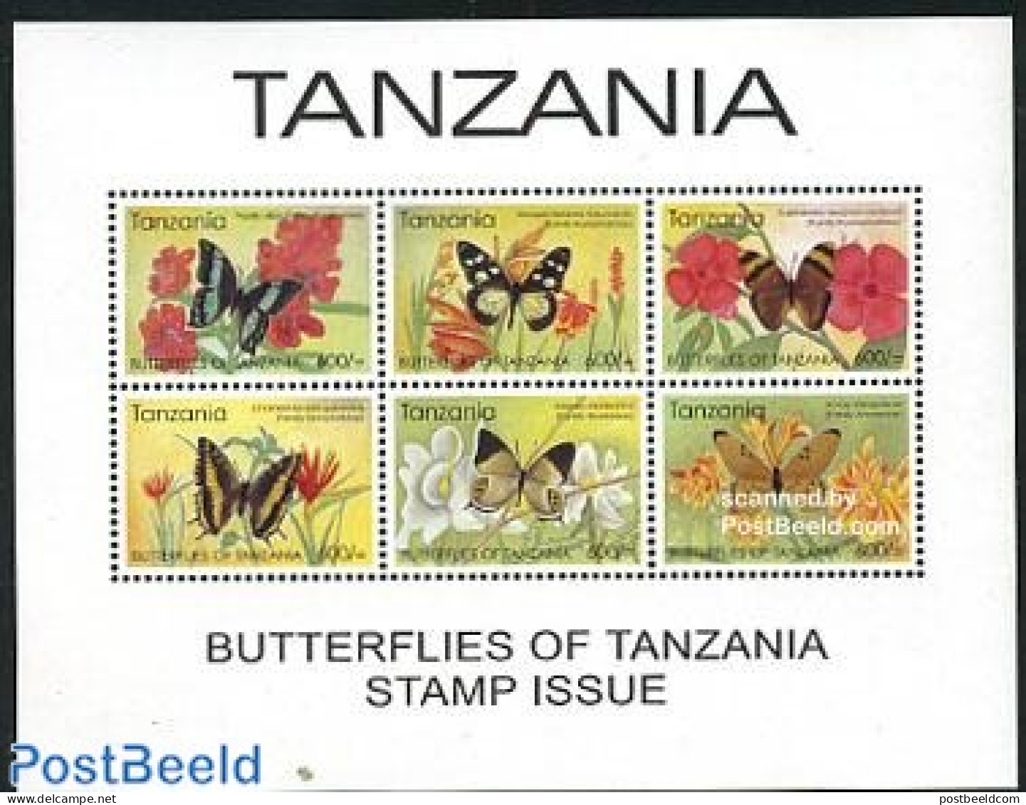 Tanzania 2006 Butterflies 6v M/s, Mint NH, Nature - Butterflies - Flowers & Plants - Tanzanie (1964-...)