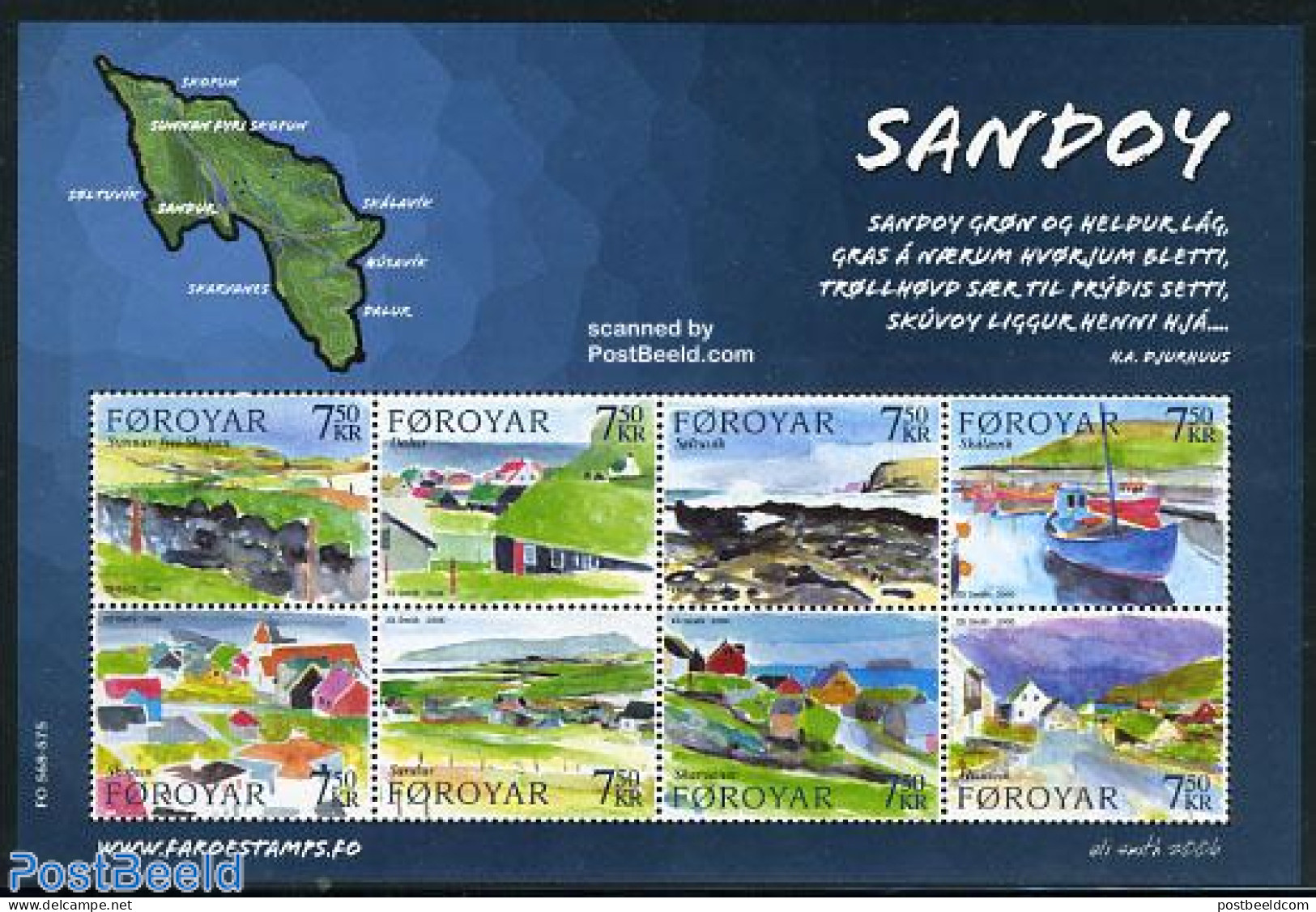 Faroe Islands 2006 Sandoy Island 8v M/s, Mint NH, Transport - Various - Ships And Boats - Maps - Art - Modern Art (185.. - Ships