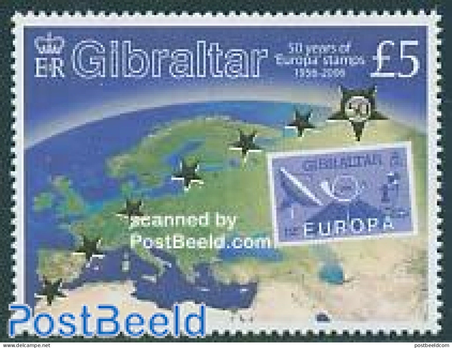 Gibraltar 2005 50 Years Europa Stamps 1v, Mint NH, History - Various - Europa Hang-on Issues - Stamps On Stamps - Maps - Europäischer Gedanke