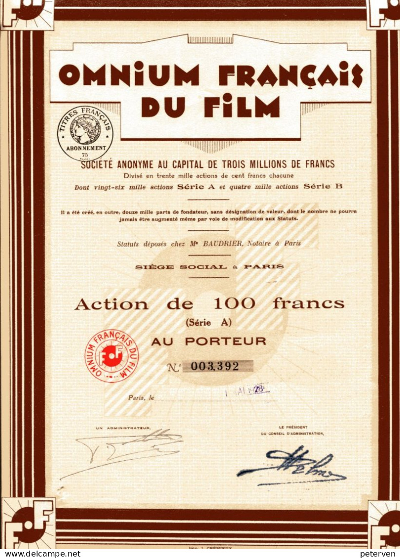 OMNIUM FRANCAIS Du FILM - Cinéma & Théatre