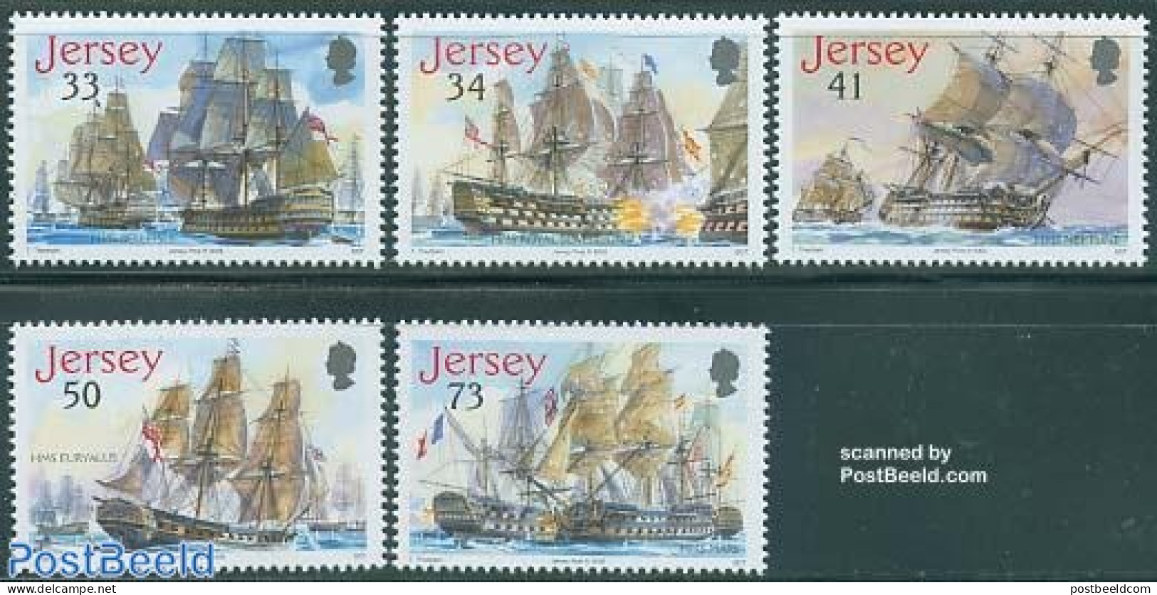 Jersey 2005 Battle Of Trafalgar 5v, Mint NH, History - Transport - History - Ships And Boats - Ships